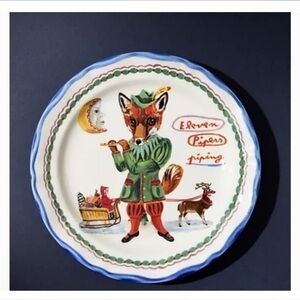 Anthropologie NWT Nathalie Lete Twelve Days Of Christmas Dessert Plate